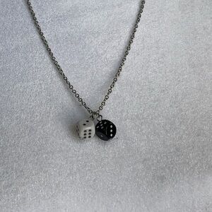 Dice Pendant Necklace in Black and White
